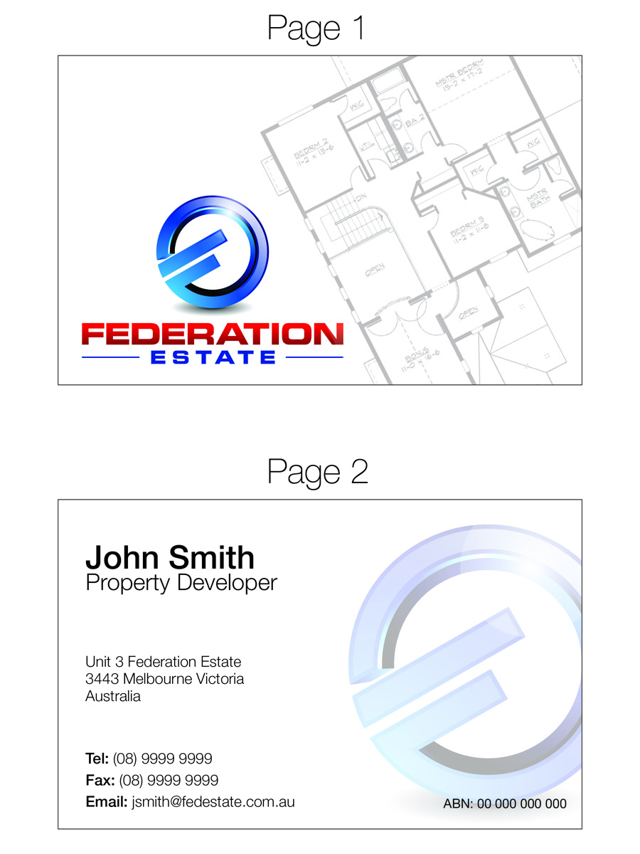 Business Card Design by adam.byrne for Federation Estate Pty Ltd | Design #232898