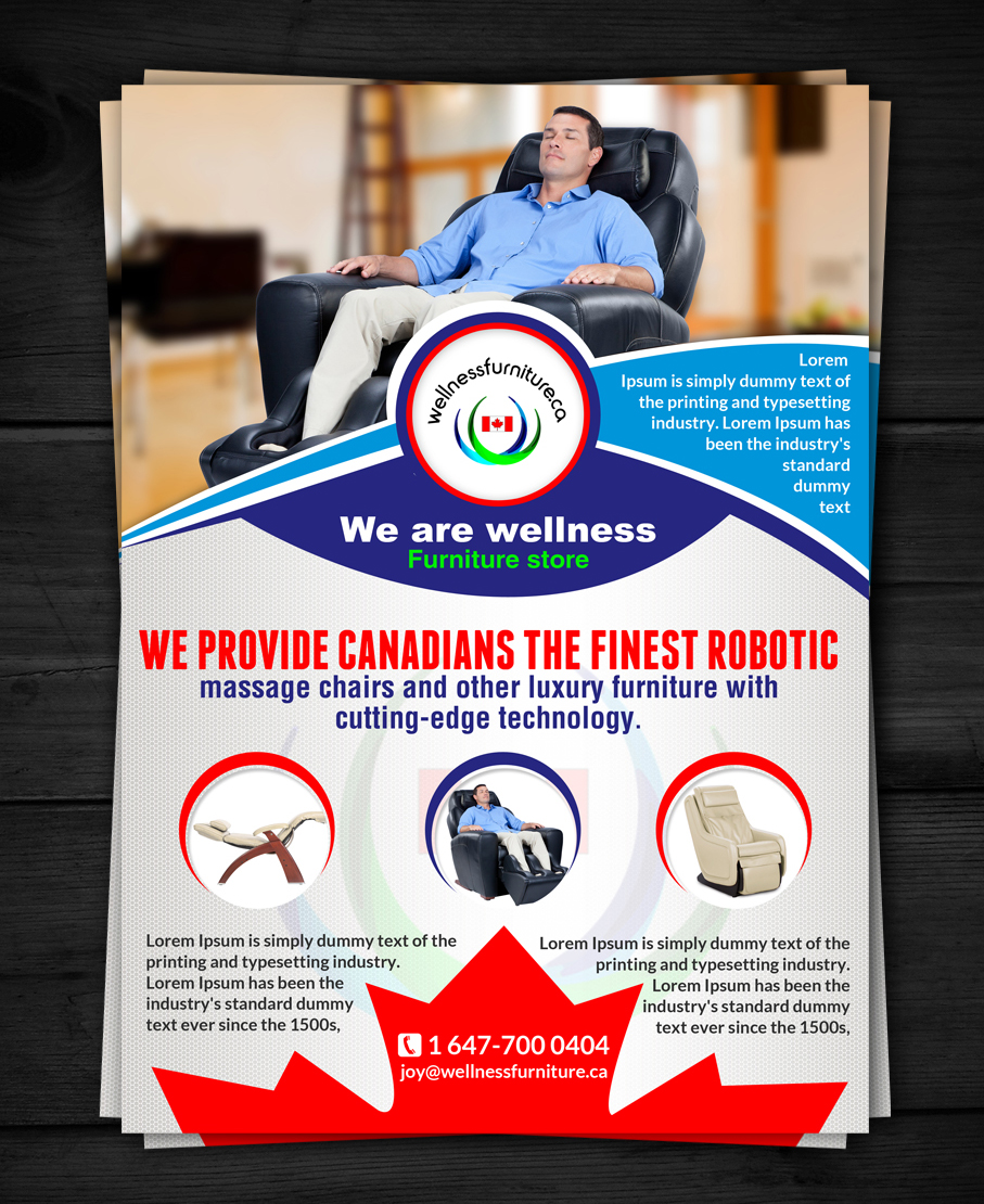 Flyer Design by ESolz Technologies for Wellnessfurniture.CA | Design #4836164