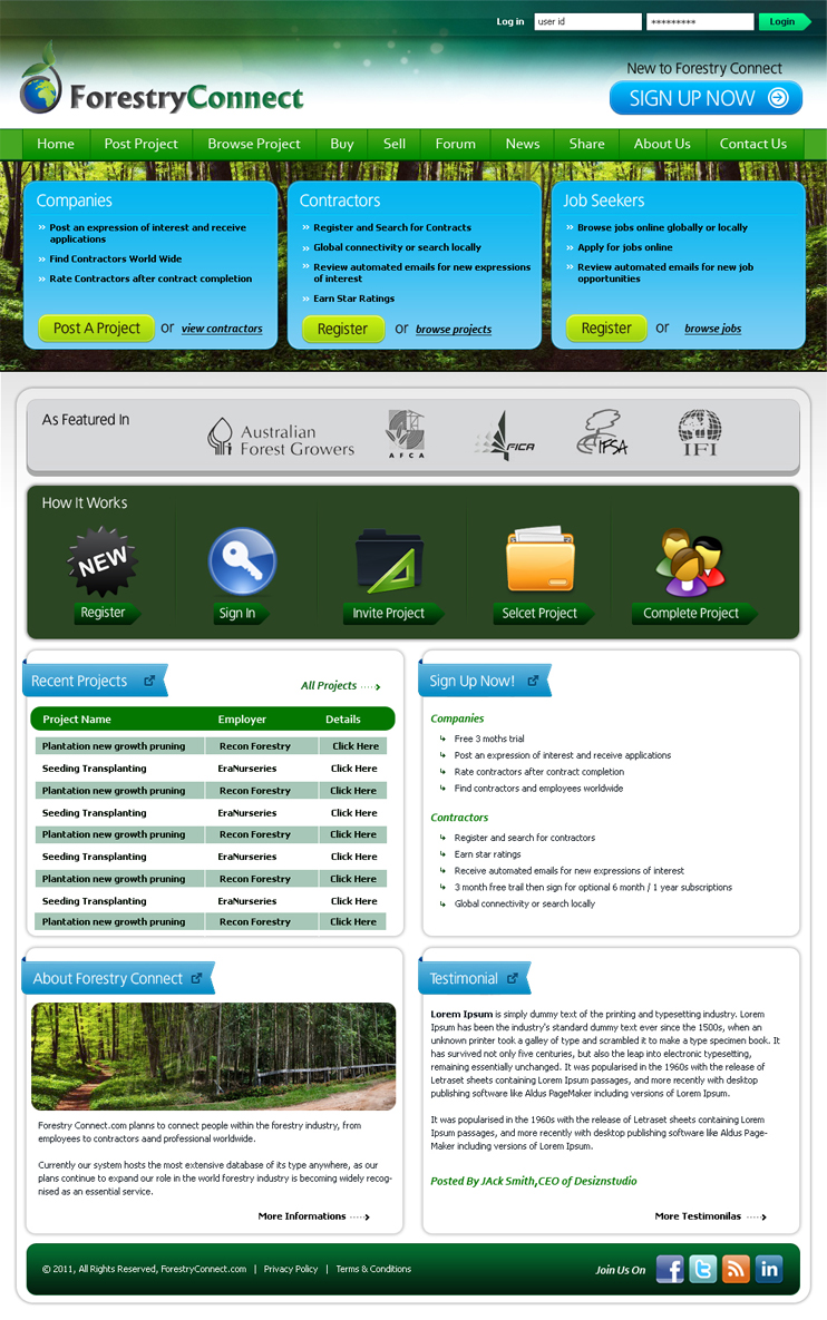 Web Design by Expert Designer for ForestryConnect Pty Ltd | Design #243237