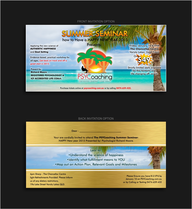 Invitation Design by ADesign for PSYCoaching | Design #4861814