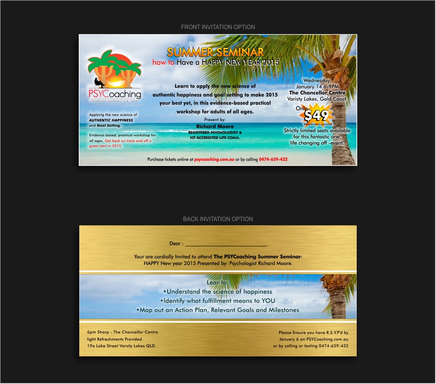 Invitation Design by ADesign for PSYCoaching | Design #4873235