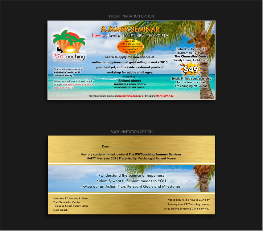 Invitation Design by ADesign for PSYCoaching | Design #4876795