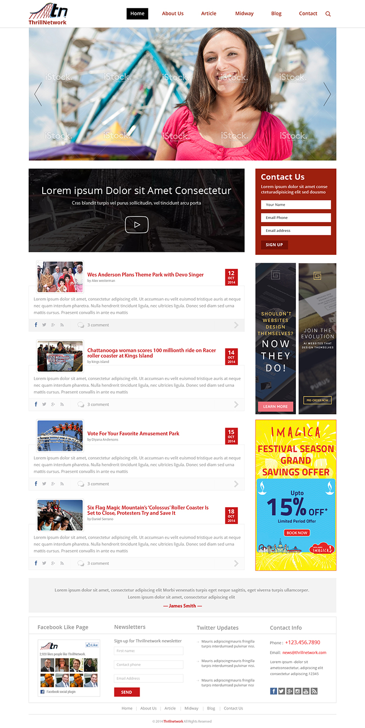 Wordpress Design by Creative Usha for ThrillNetwork.com | Design #4851130