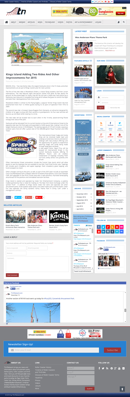 Wordpress Design by Da Miracle for ThrillNetwork.com | Design #4947821
