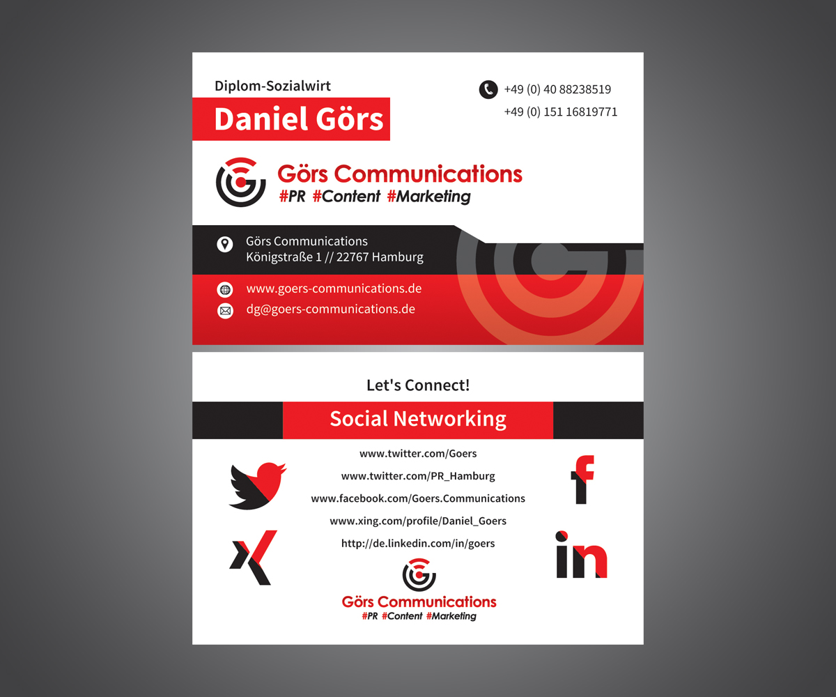 Business Card Design by Antony J for Görs Communications | Design #4863452