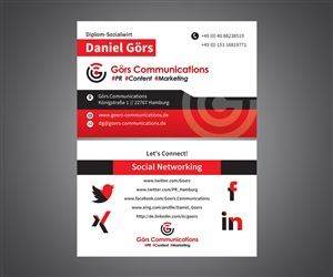 Business Card Design by Antony J for Görs Communications | Design: #4863452
