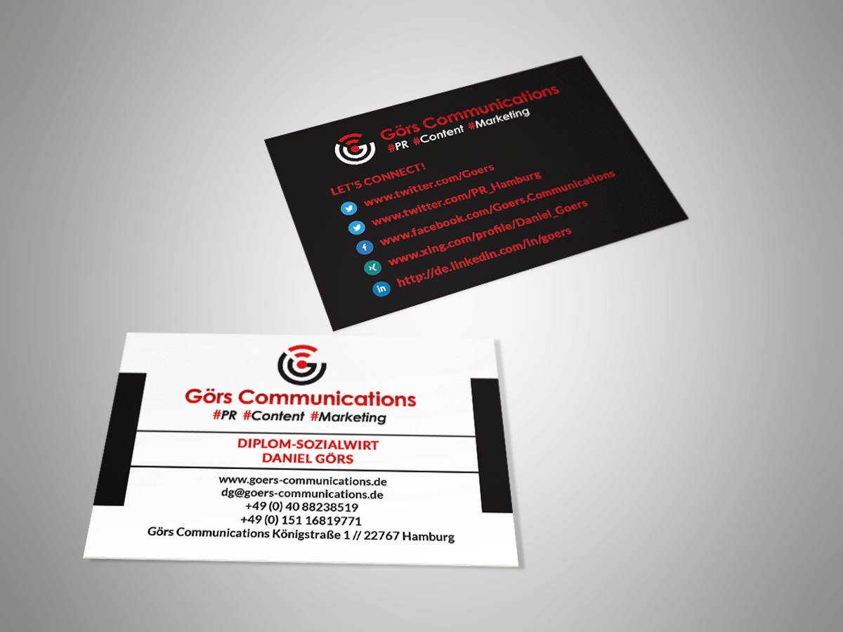 Business Card Design by Sajin for Görs Communications | Design #4916709