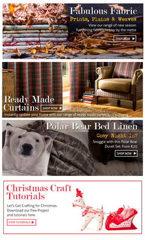 Soft furnishing company selling fabrics, curtains, bedlinen craft & haberdashery | Banner Ad Design by Karolin