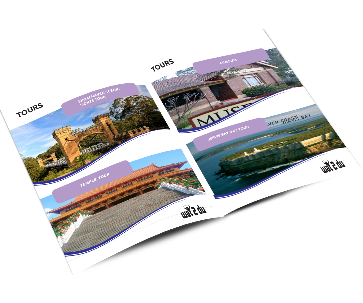 Catalogue Design by artculturz_sd for Shoalhaven Coast Tours | Design #5026391