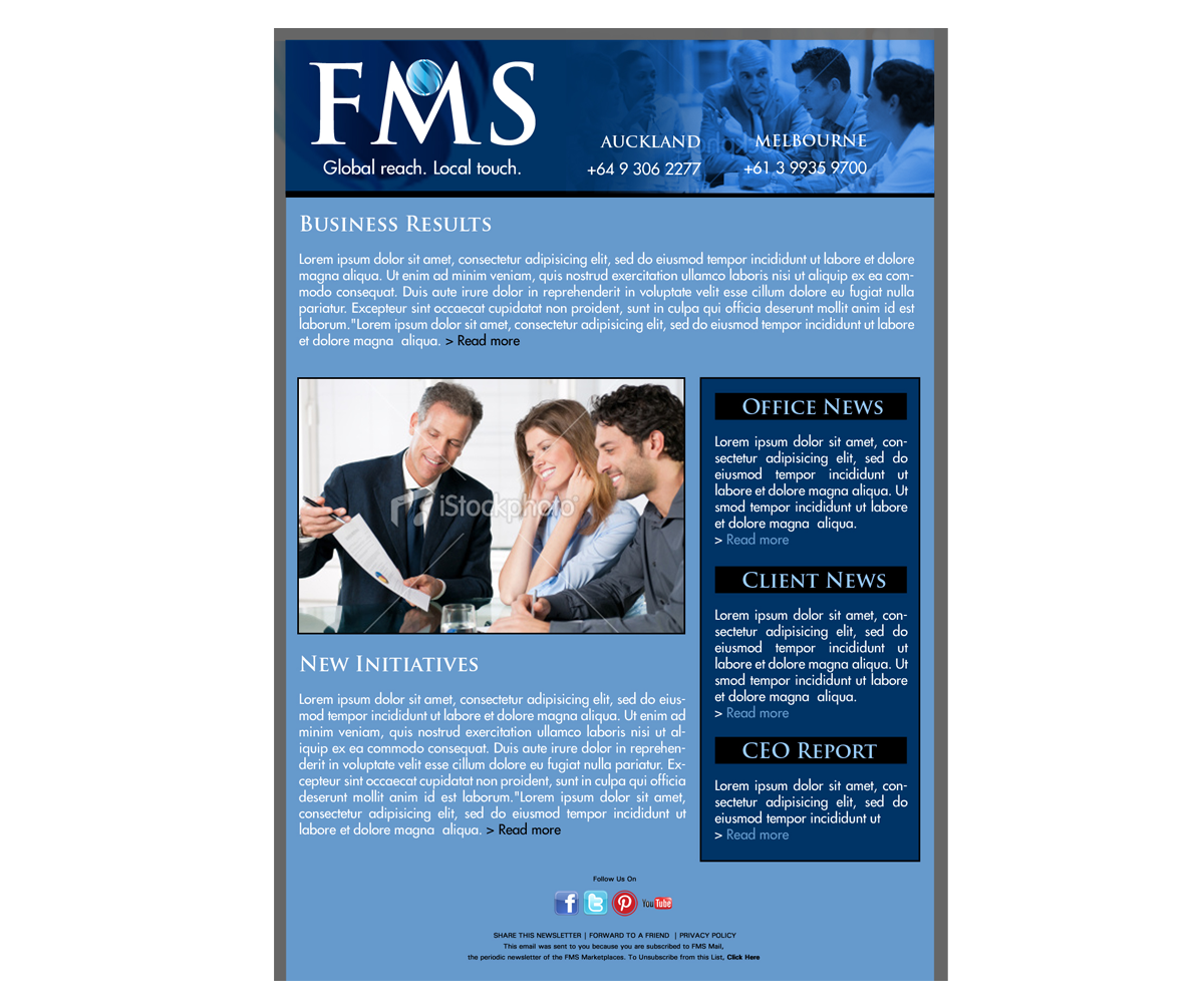 Newsletter Design by GliderGraphx for FMS | Design #1427317