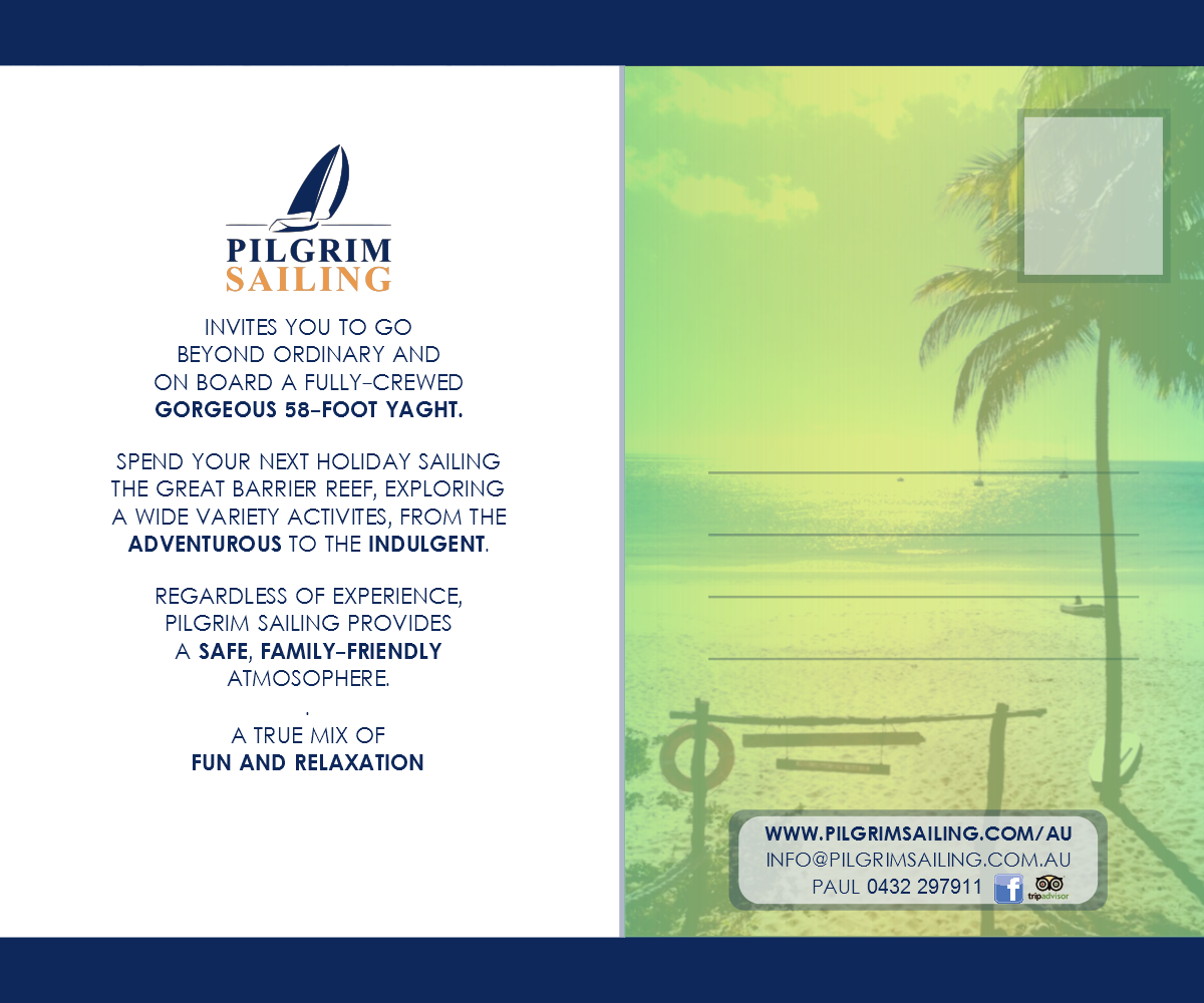 Flyer Design by cassandraLH for Pilgrim Sailing Pty Ltd | Design #4919316