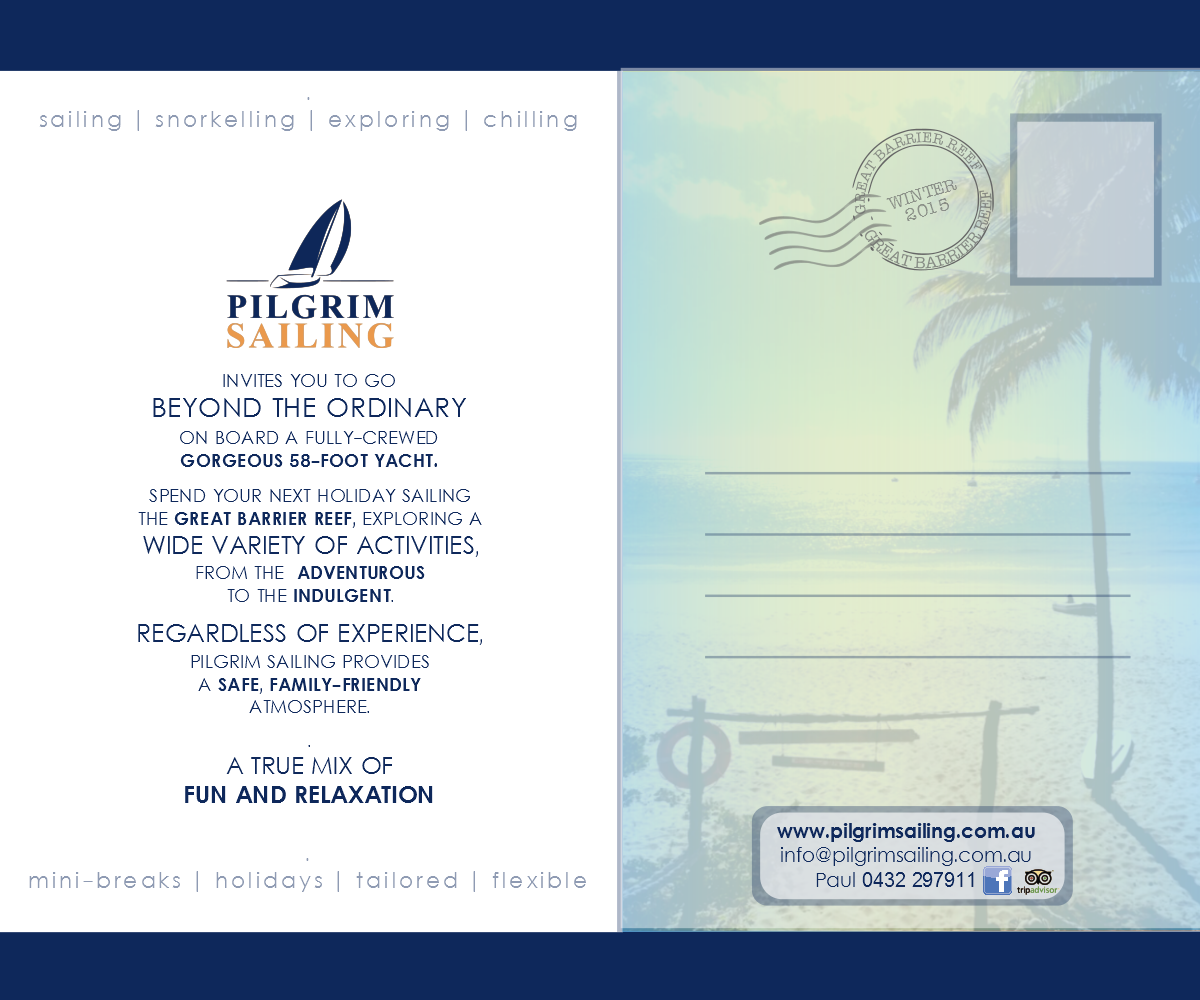 Flyer Design by cassandraLH for Pilgrim Sailing Pty Ltd | Design #4944394