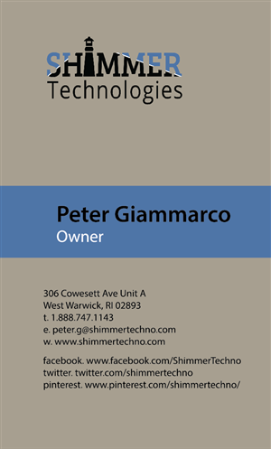 Design de Carte de Visite par Blue Studio pour Shimmer Technologies | Design : #4860215