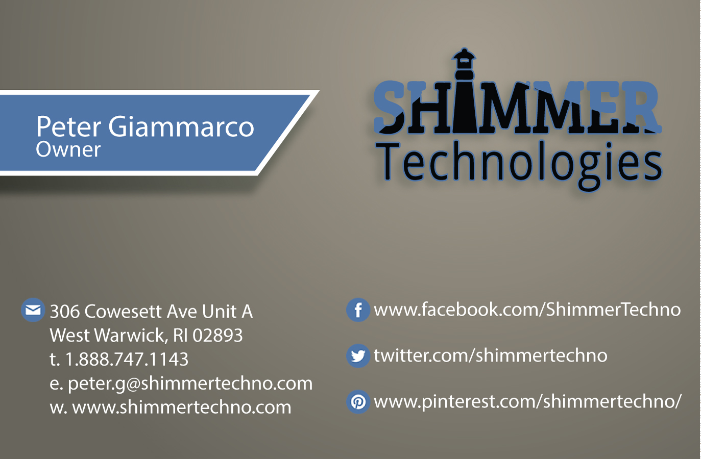 Diseño de Tarjeta de Presentación por Ranganadharmasiri para Shimmer Technologies | Diseño #4865766