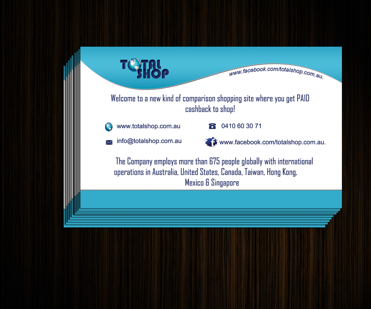 Business Card Design by jonesdaniel for Totalshop.com.au | Design #4872657