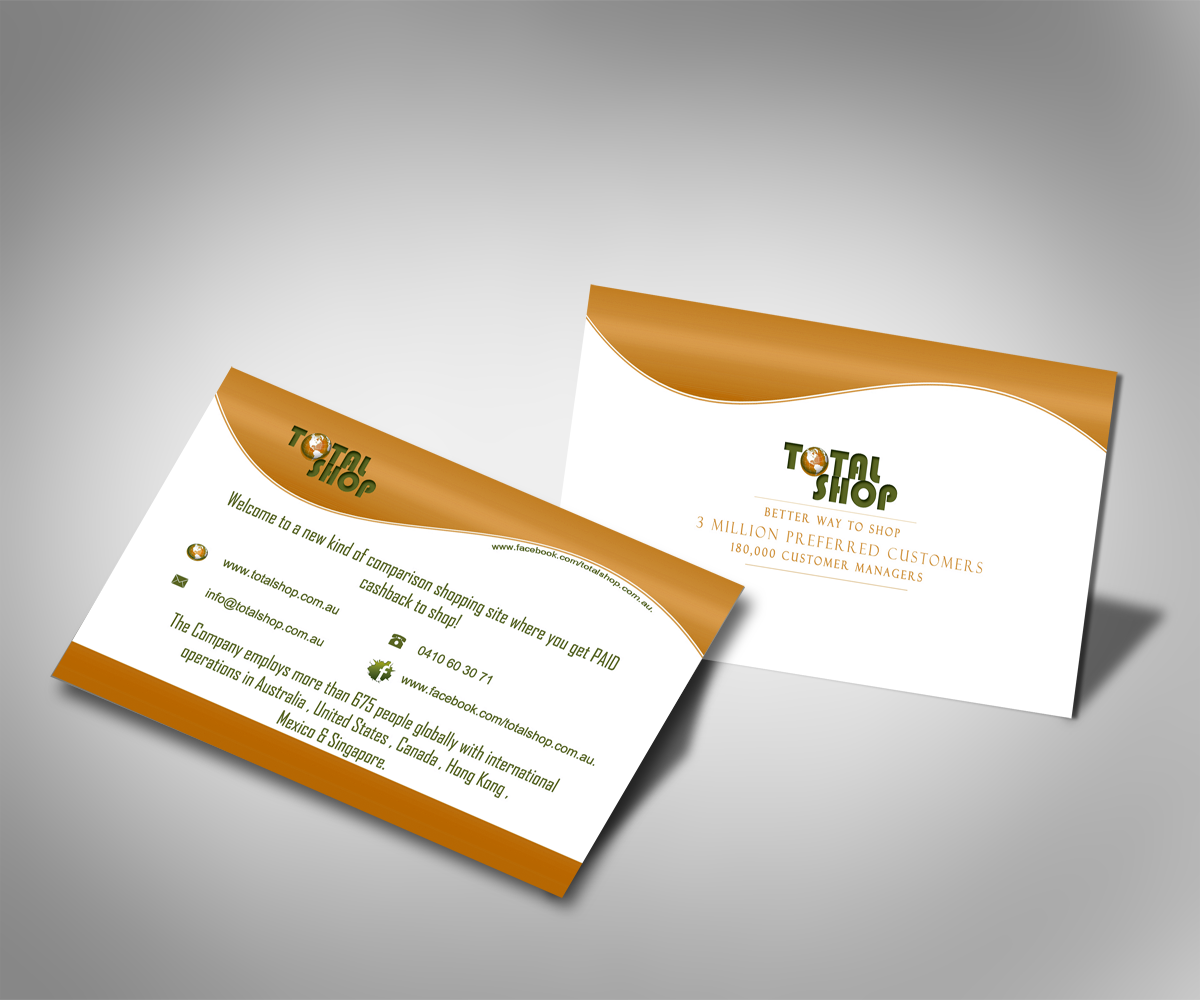 Business Card Design by jonesdaniel for Totalshop.com.au | Design #4916292