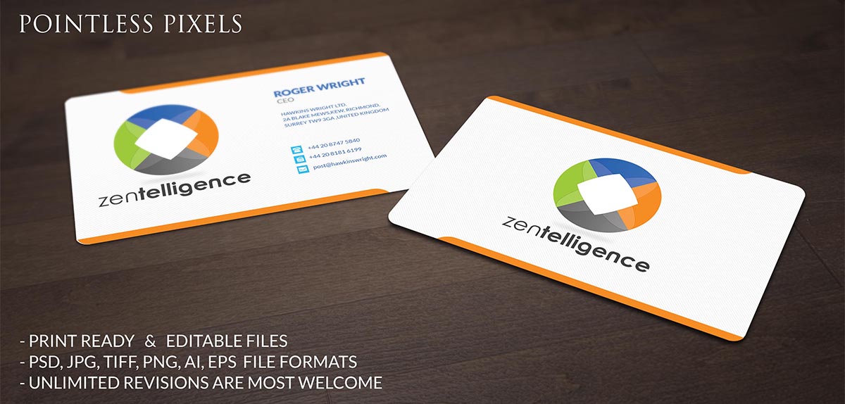 Business Card Design by Pointless Pixels India for Zentelligence | Design #4953140