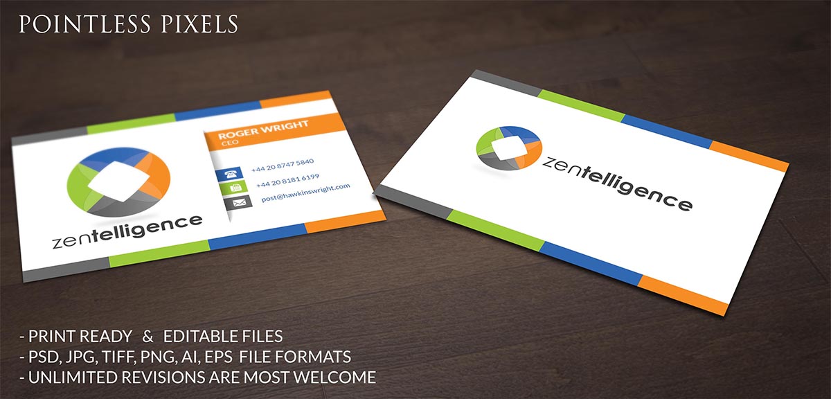 Business Card Design by Pointless Pixels India for Zentelligence | Design #4965011
