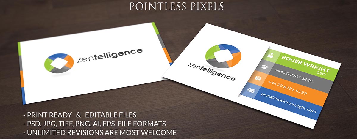 Diseño de Tarjeta de Presentación por Pointless Pixels India para Zentelligence | Diseño #4974152