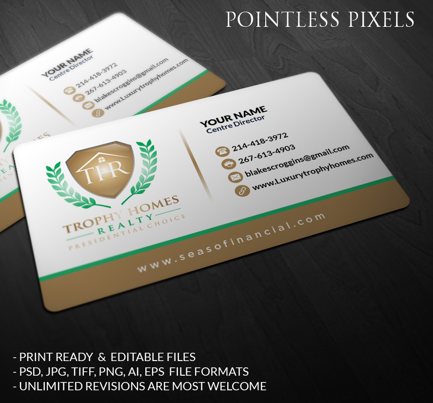 Business Card Design by Pointless Pixels India for Trophy Homes Realty, LLC | Design #4995433