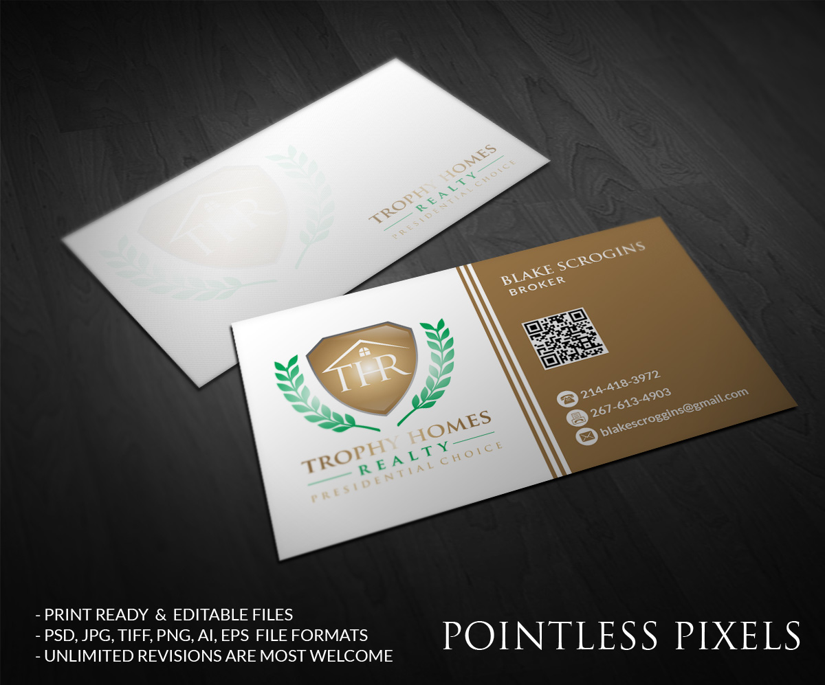 Diseño de Tarjeta de Presentación por Pointless Pixels India para Trophy Homes Realty, LLC | Diseño #4997548