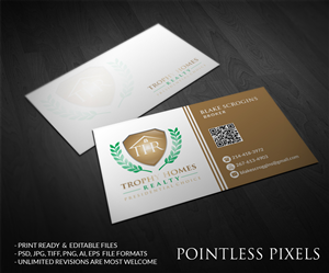 Diseño de Tarjeta de Presentación por Pointless Pixels India para Trophy Homes Realty, LLC | Diseño: #4997548