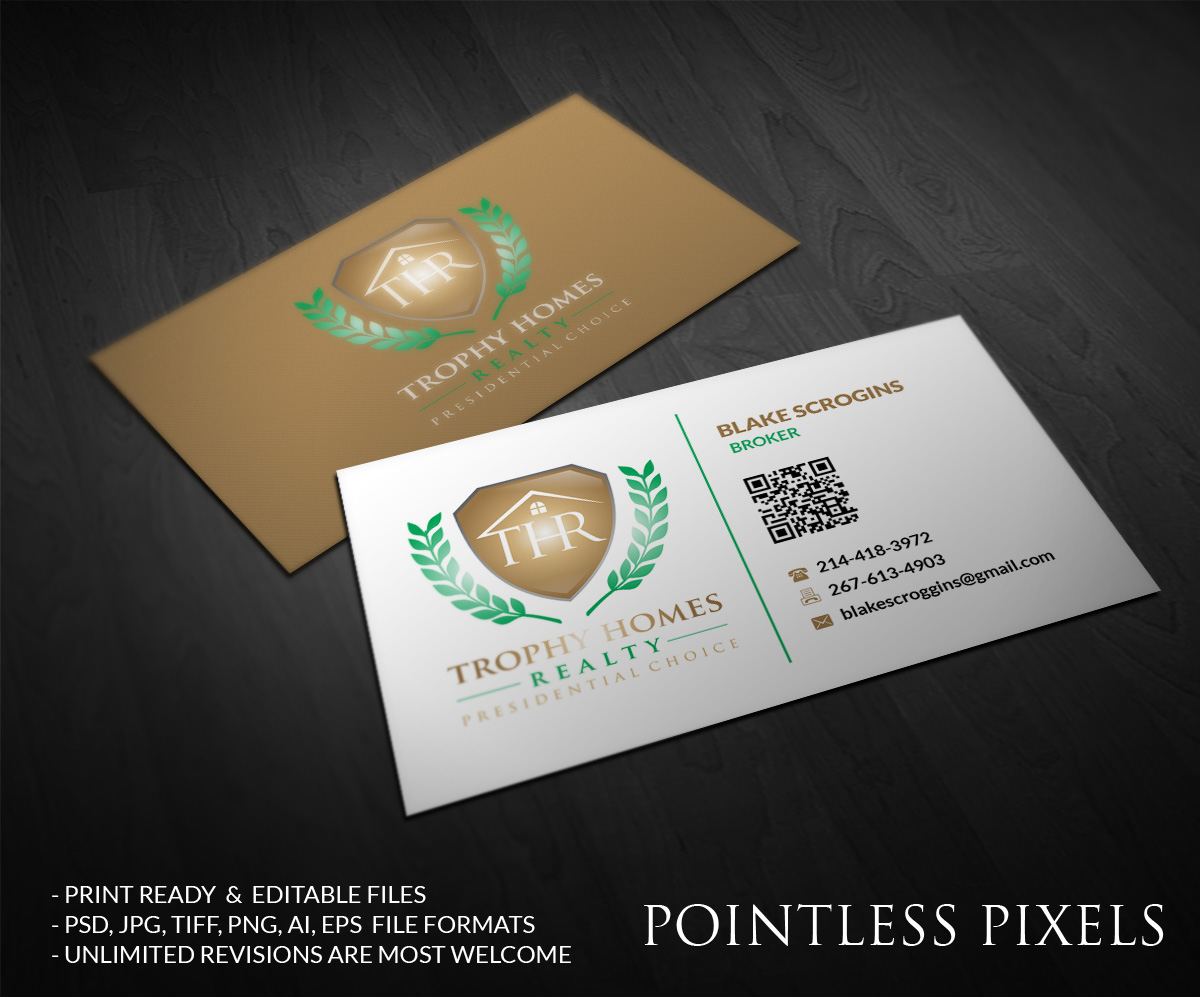 Business Card Design by Pointless Pixels India for Trophy Homes Realty, LLC | Design #4997558