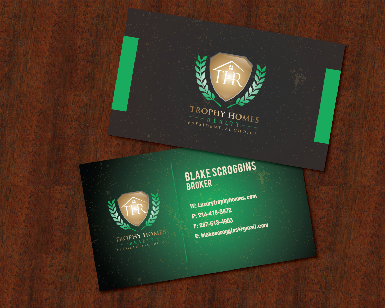 Business Card Design by Cherisse for Trophy Homes Realty, LLC | Design #5066584