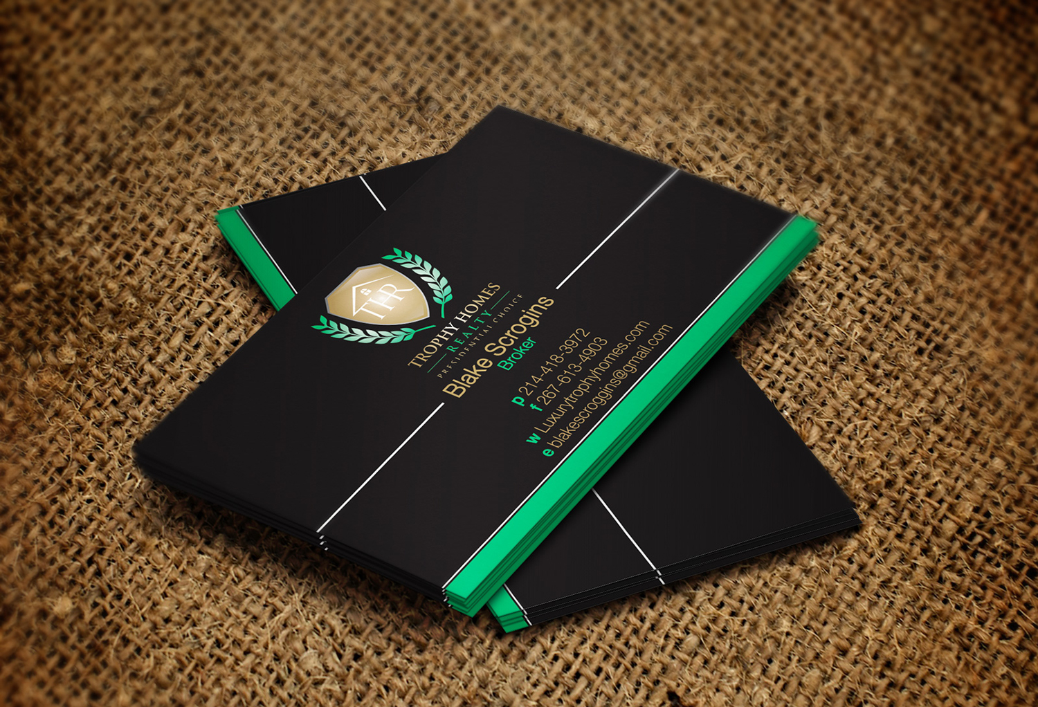 Business Card Design by Lanka Ama for Trophy Homes Realty, LLC | Design #4992429