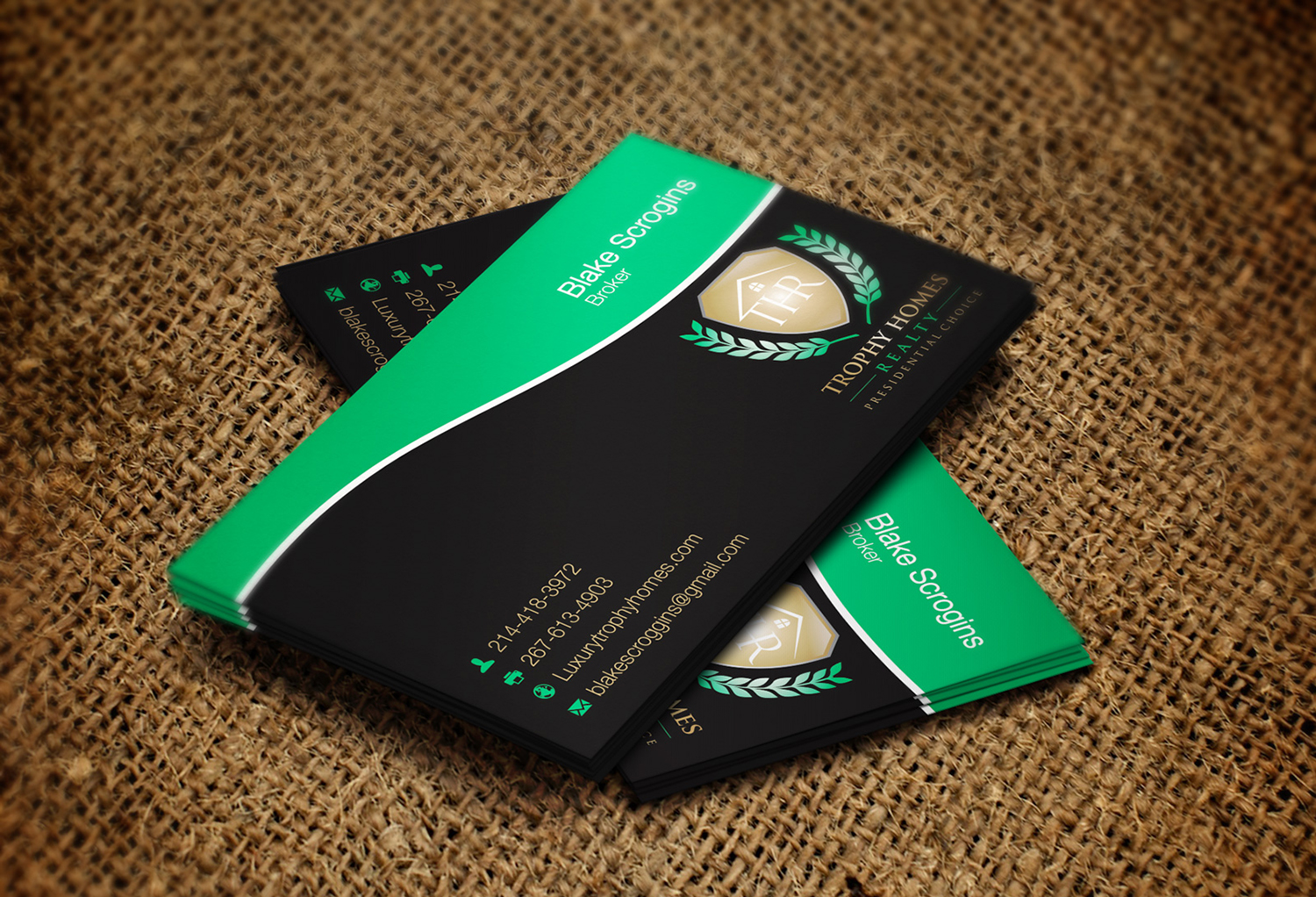 Business Card Design by Lanka Ama for Trophy Homes Realty, LLC | Design #4992432