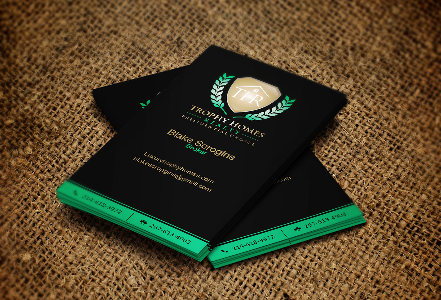Business Card Design by Lanka Ama for Trophy Homes Realty, LLC | Design #4992439