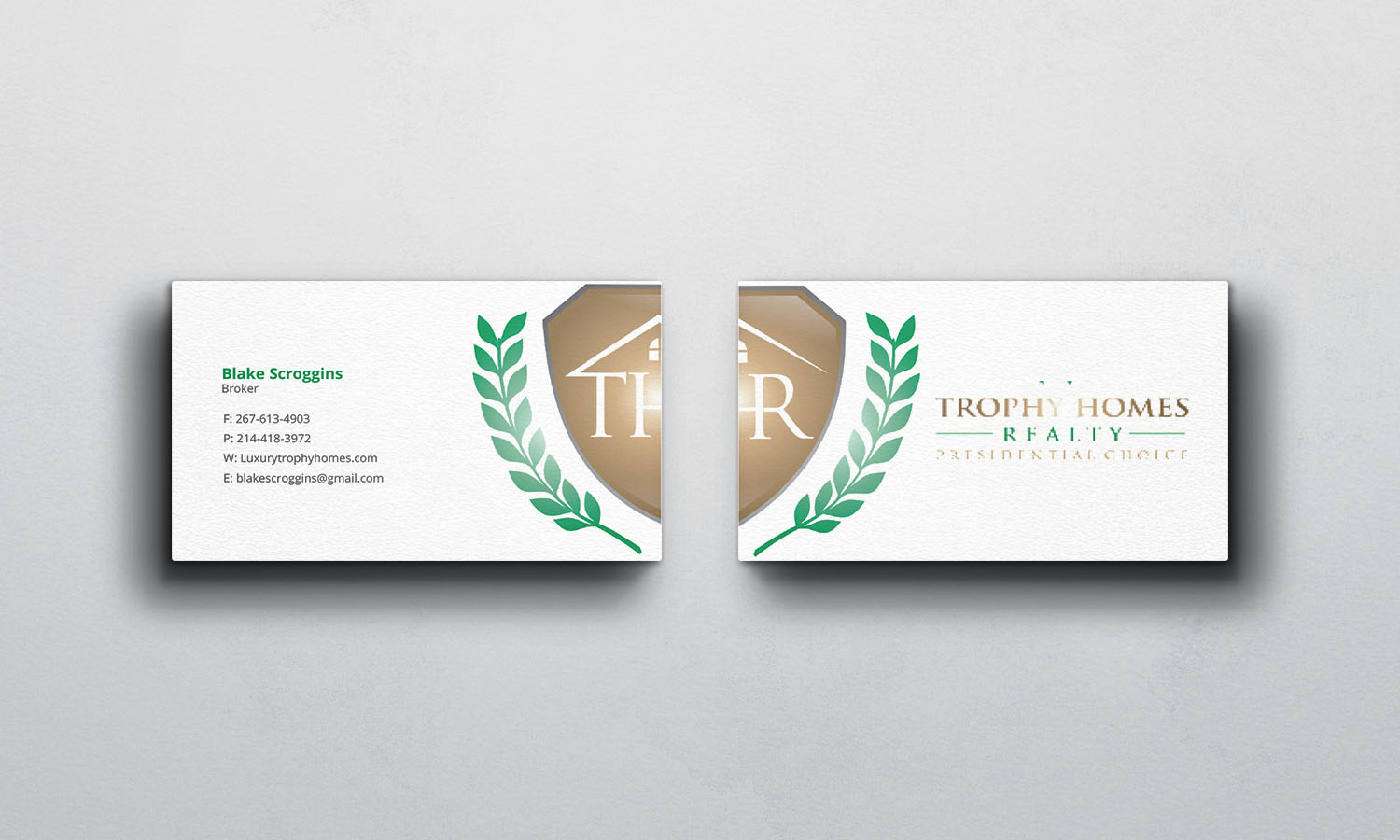 Diseño de Tarjeta de Presentación por Verified artistry (Design garden) para Trophy Homes Realty, LLC | Diseño #5062016
