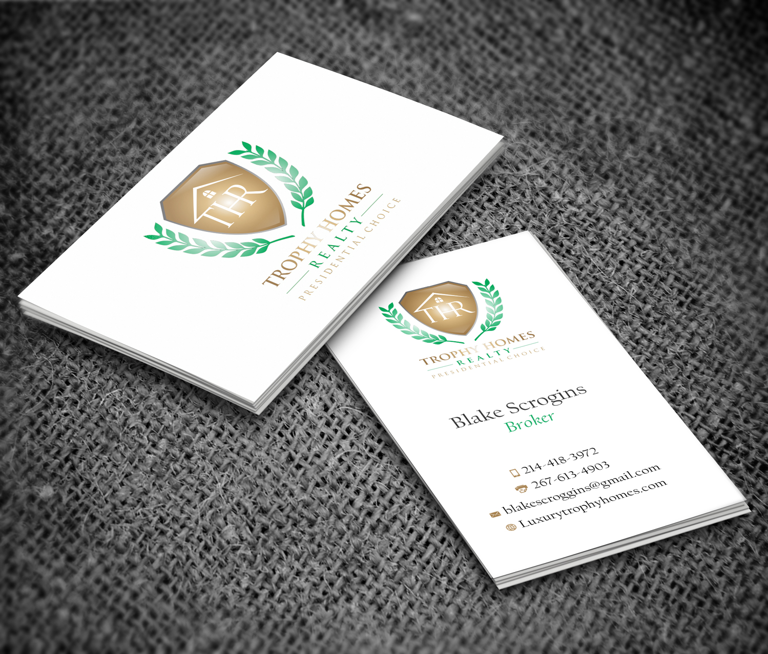 Business Card Design by Bran Design for Trophy Homes Realty, LLC | Design #5108072