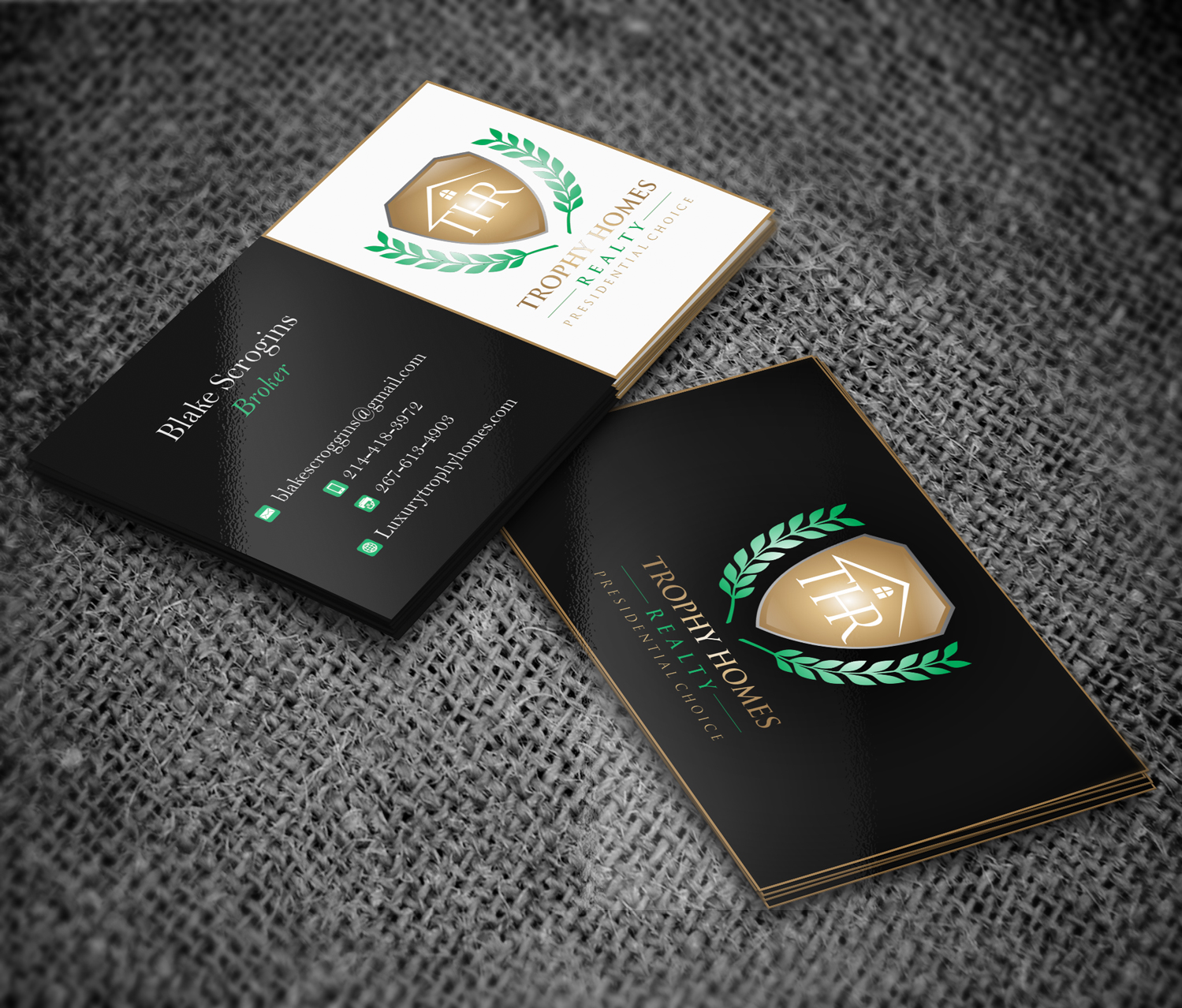Business Card Design by Bran Design for Trophy Homes Realty, LLC | Design #5108089