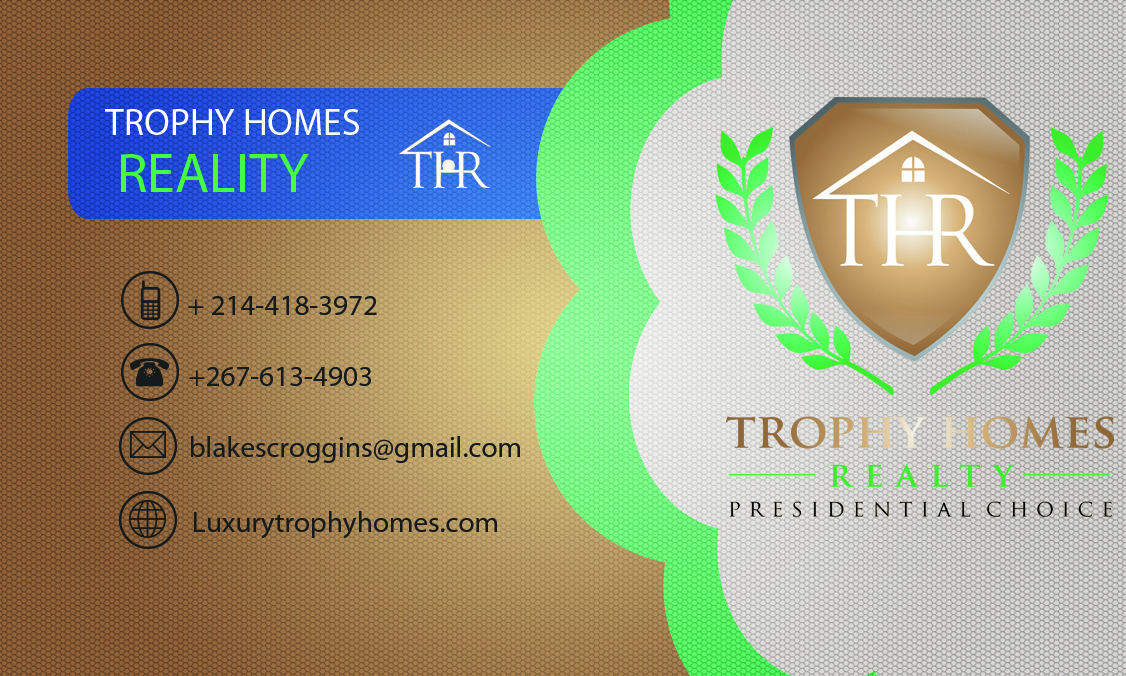 Design de Carte de Visite par Prime Designs pour Trophy Homes Realty, LLC | Design #4991771