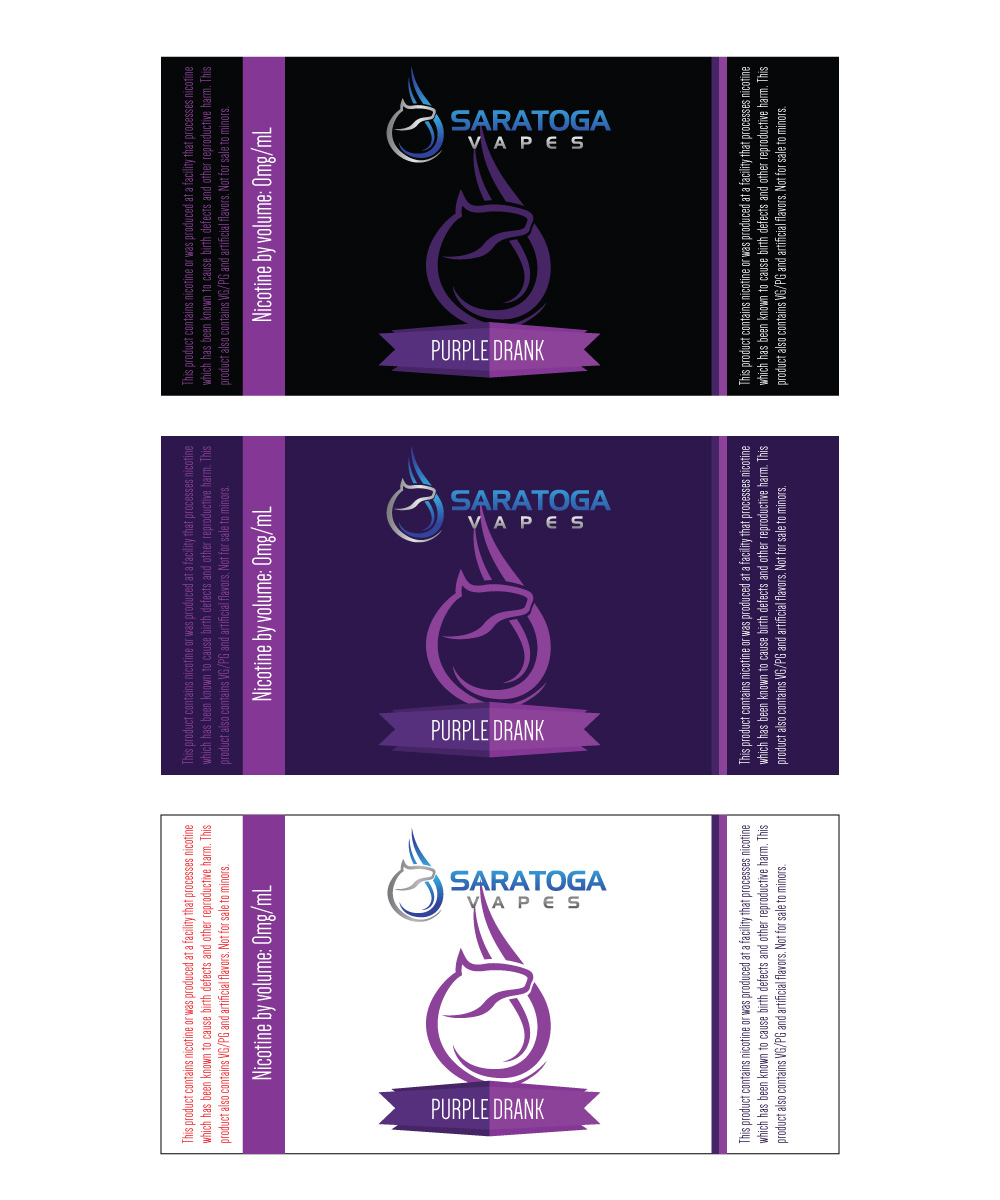 Label Design by Sergio Coelho for Saratoga Vapor Store, LLC | Design #4881480