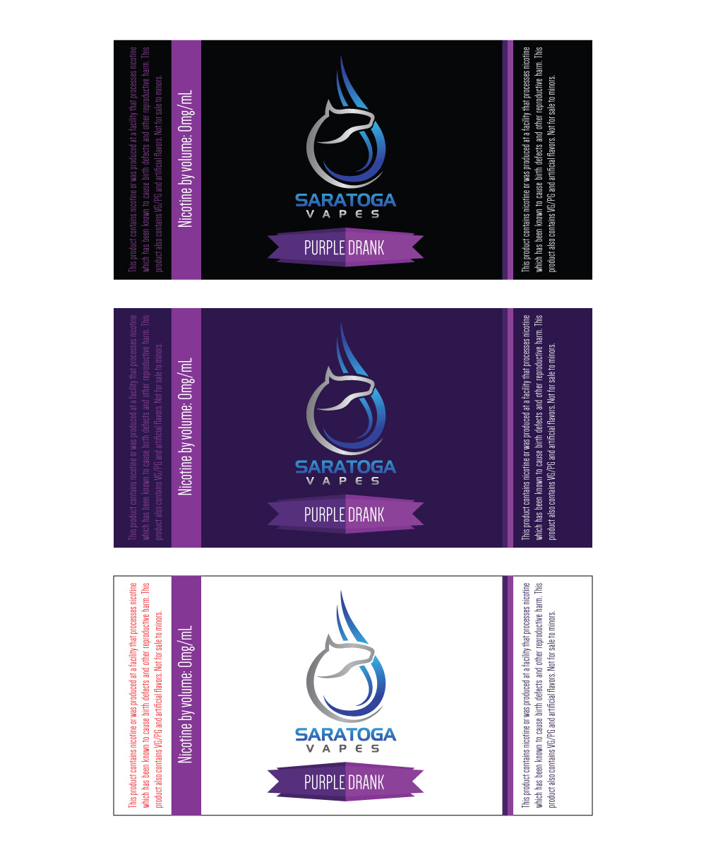 Label Design by Sergio Coelho for Saratoga Vapor Store, LLC | Design #4881504