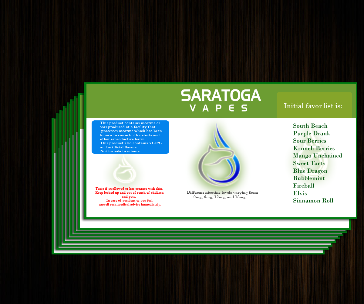 Design Étiquette par jonesdaniel pour Saratoga Vapor Store, LLC | Design #4882926