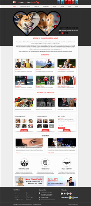 Web Design by Mac Ruskin for You Must Love Dogs Dating LLC | Design: #4921588