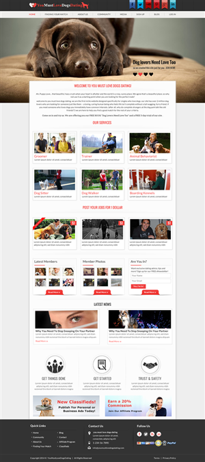 Web Design by Mac Ruskin for You Must Love Dogs Dating LLC | Design: #4921591
