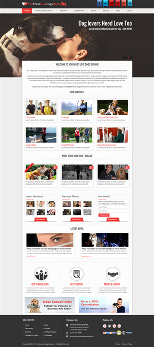 Web Design by Mac Ruskin for You Must Love Dogs Dating LLC | Design: #4921594