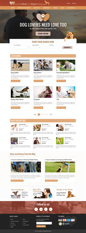 Web Design by aloksai for You Must Love Dogs Dating LLC | Design: #4913854