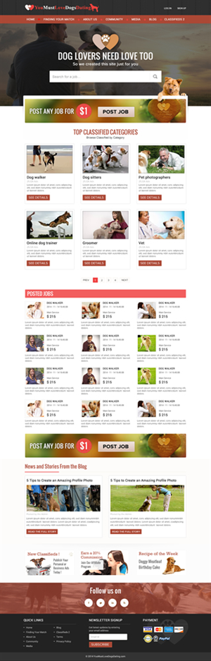 Web Design by aloksai for You Must Love Dogs Dating LLC | Design: #4928485