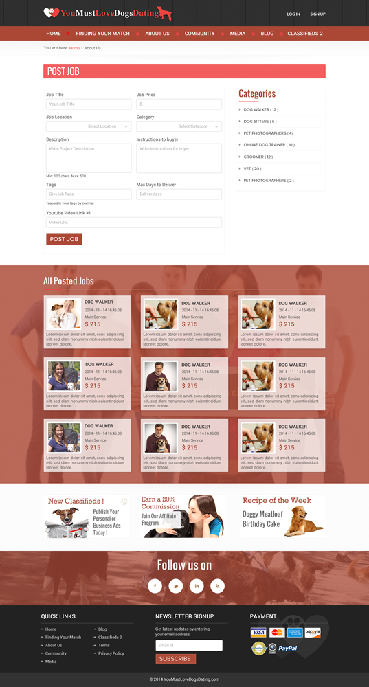 Diseño Web por aloksai para You Must Love Dogs Dating LLC | Diseño #4928497