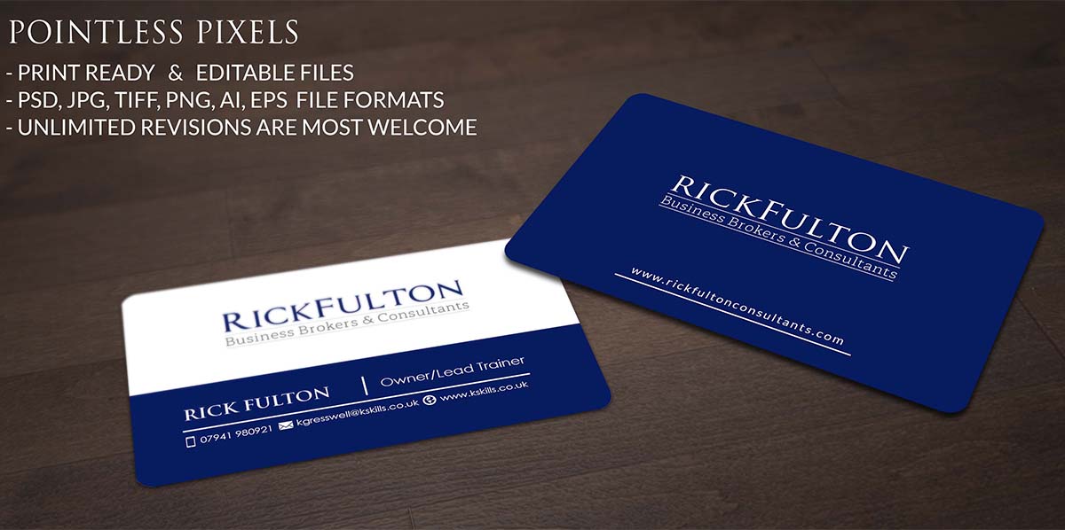 Design de Carte par Pointless Pixels India pour Rick Fulton Business Brokers & Consultants | Design #4899123