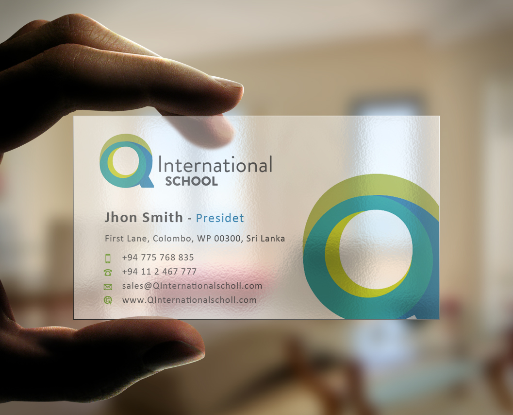 Business Card Design by Eggo May P for Q International School | Design #4945116