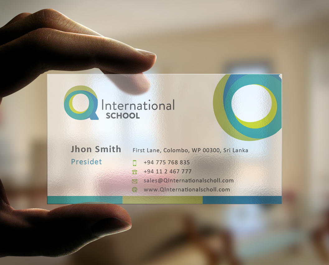 Business Card Design by Eggo May P for Q International School | Design #4945118