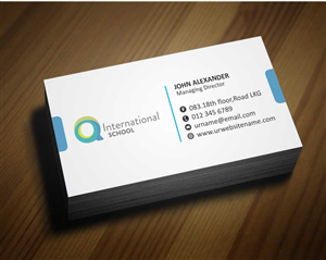 Visitenkarten-Design von AwsomeD für Q International School | Design: #4899475