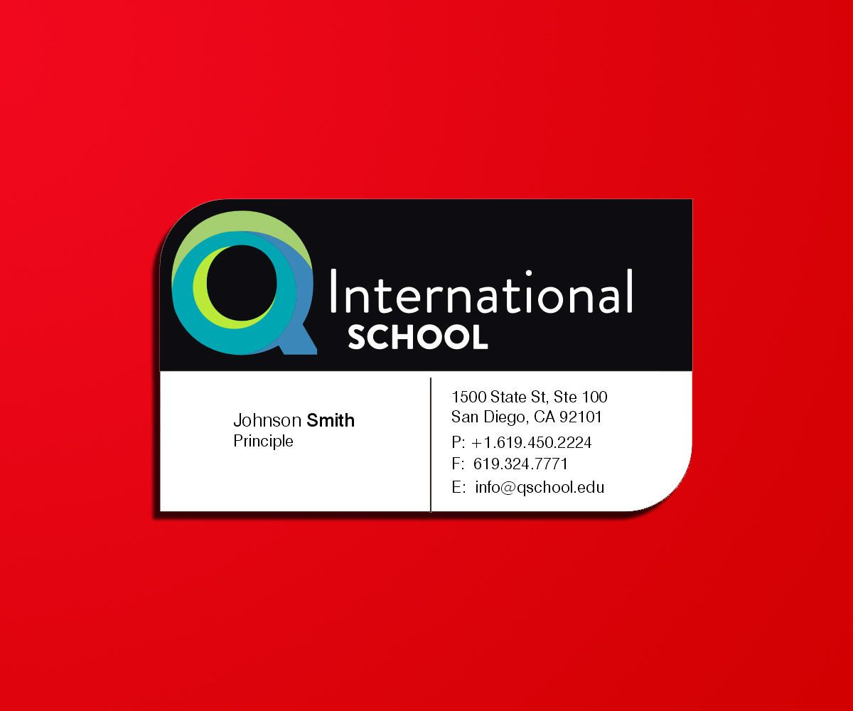 Business Card Design by DZINO for Q International School | Design #4968576