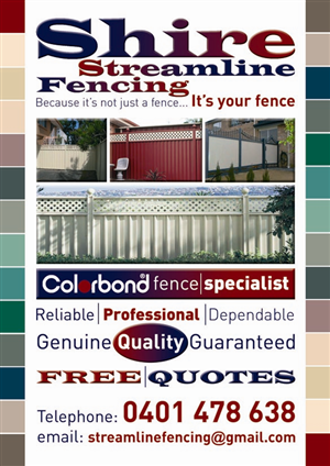 Diseño de Flyer por Dyal Design para shire Streamline Fencing | Diseño #240259